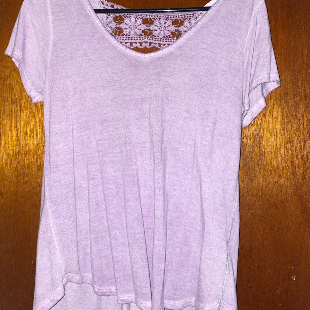 purple lace detailed t-shirt